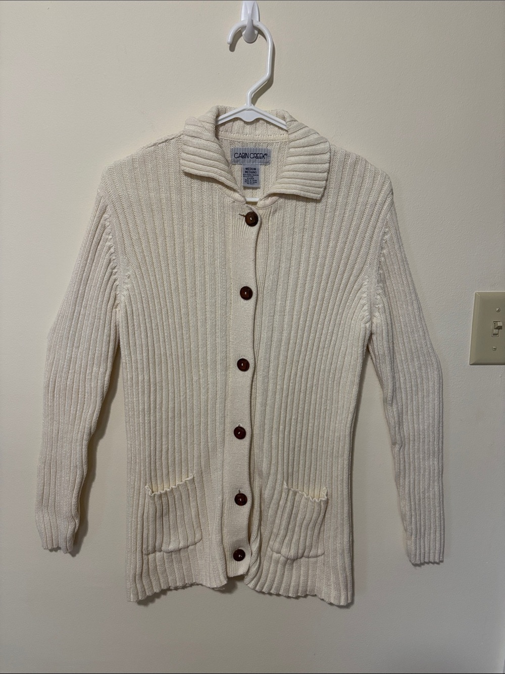 Cabin Creek Ivory Longline Ribbed Button Cardigan Cabincore Cozy Ramie Cotton